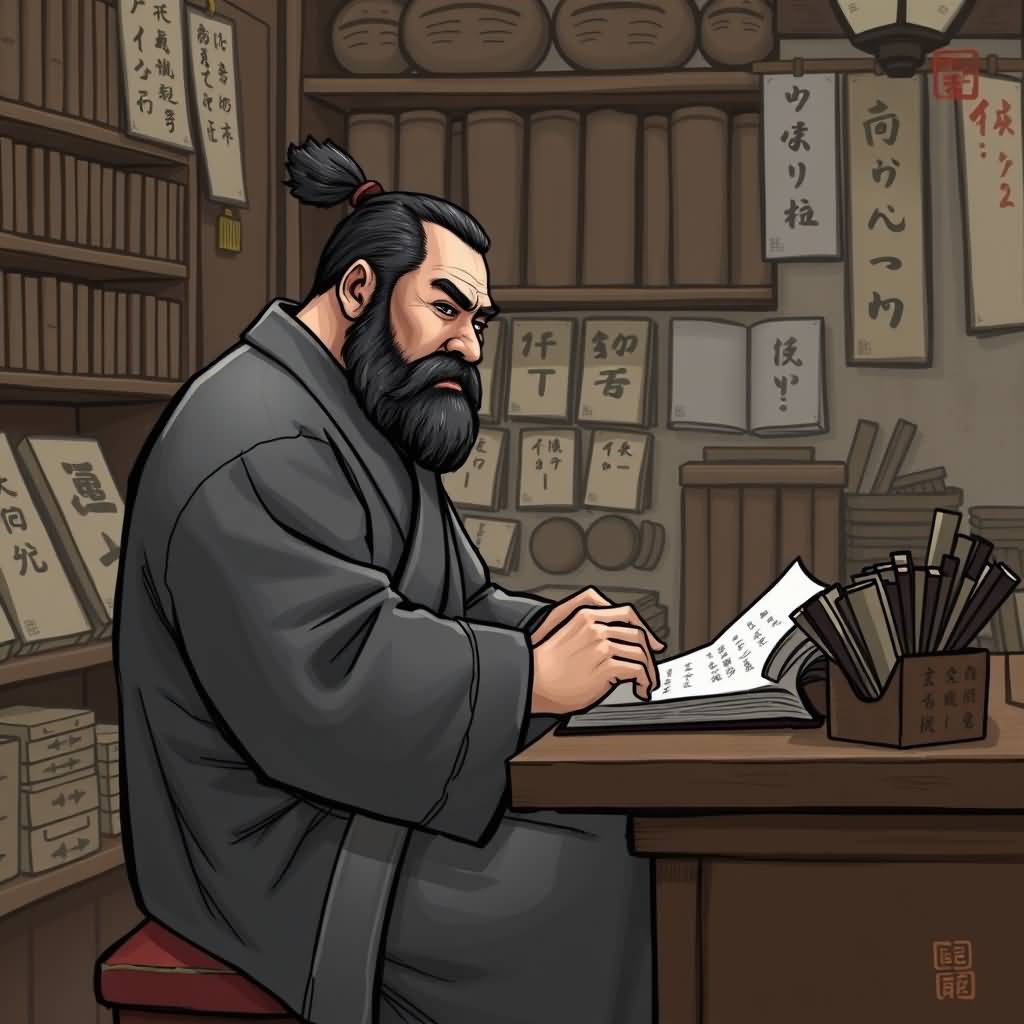 Burly Man In Bookstore