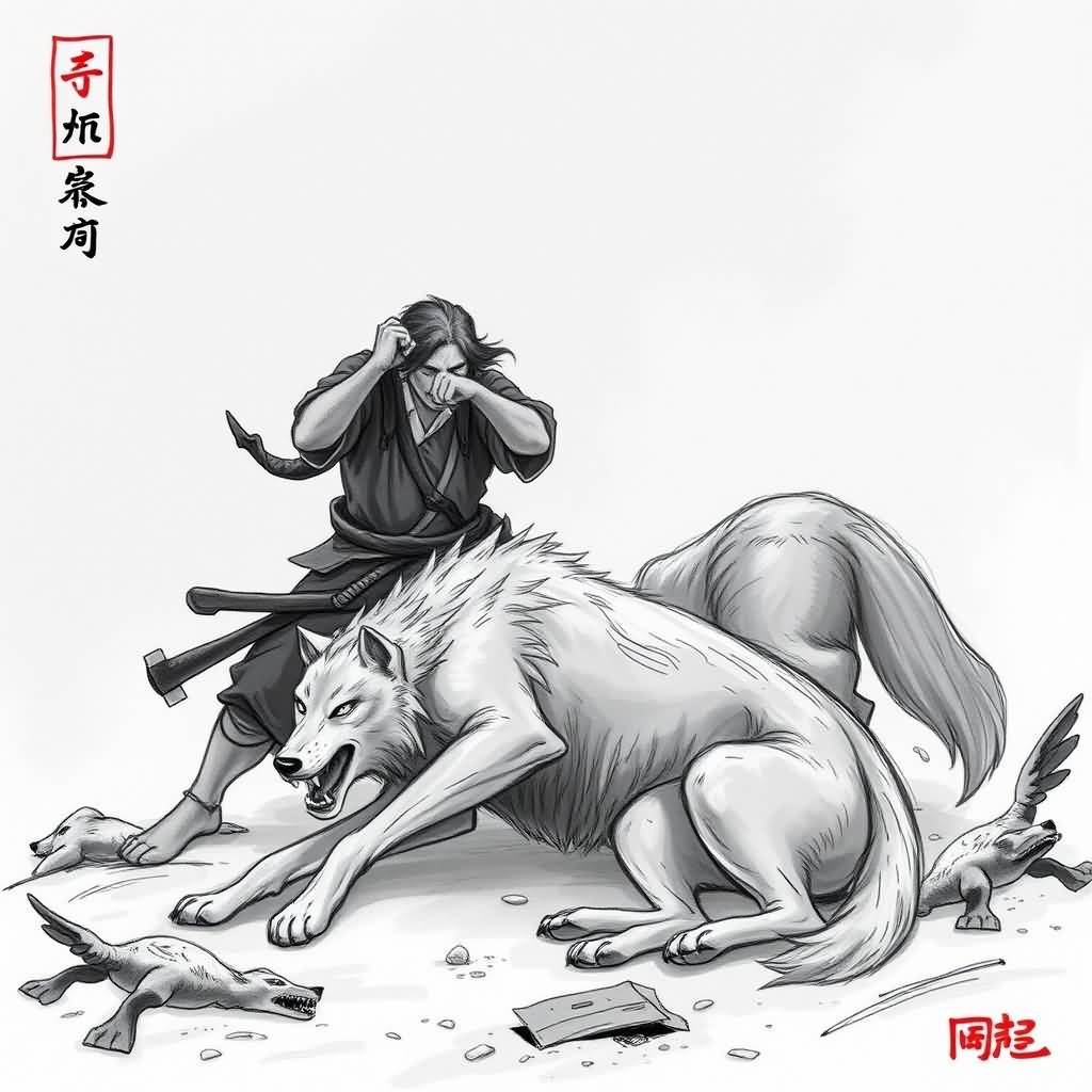 gray wolf (neck stabbed)