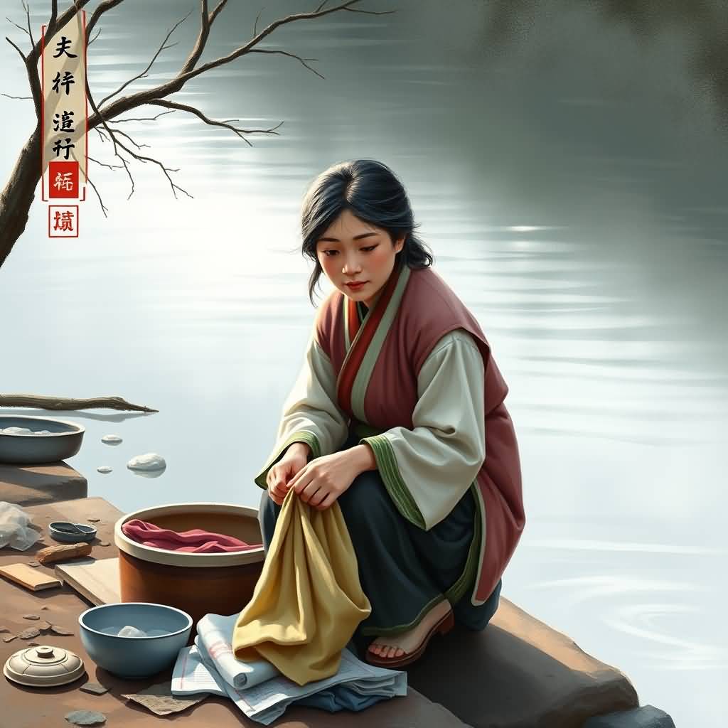 village woman by river