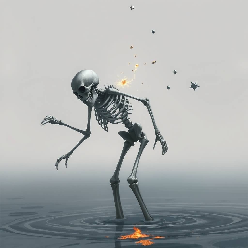 humanoid skeleton in bone sea