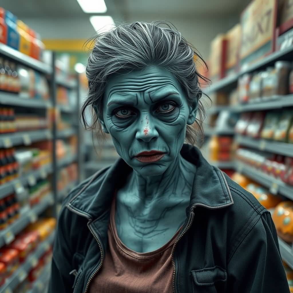 middle-aged woman zombie
