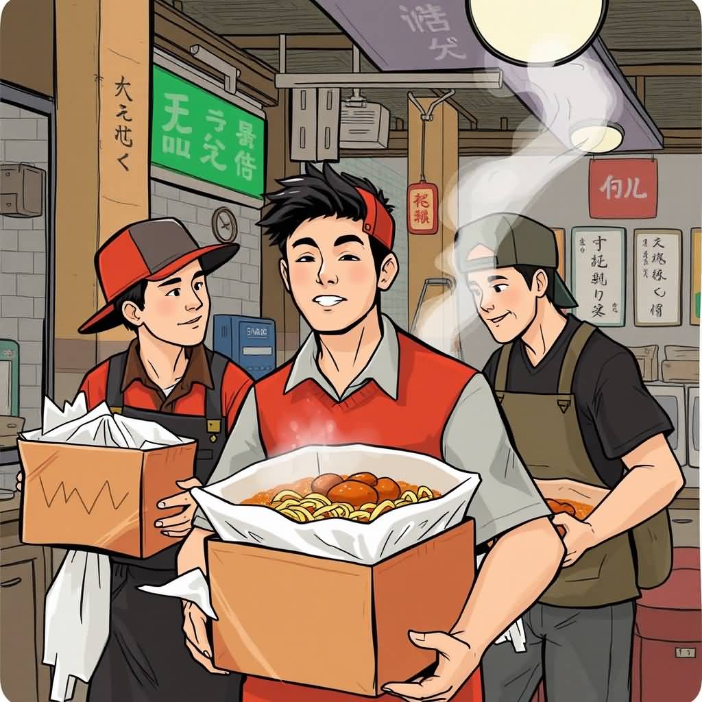 Staff From The Restaurant Delivering Food