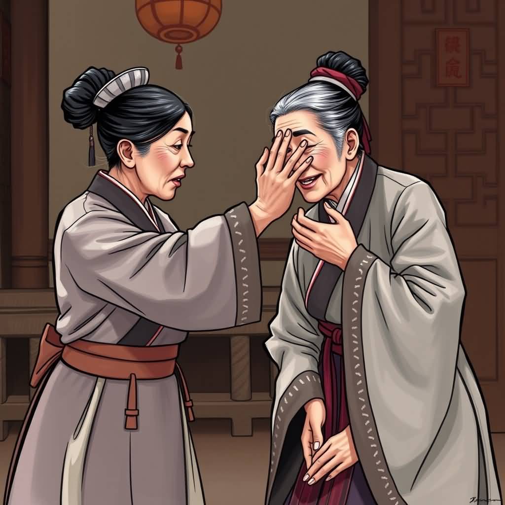 slapping old woman servant
