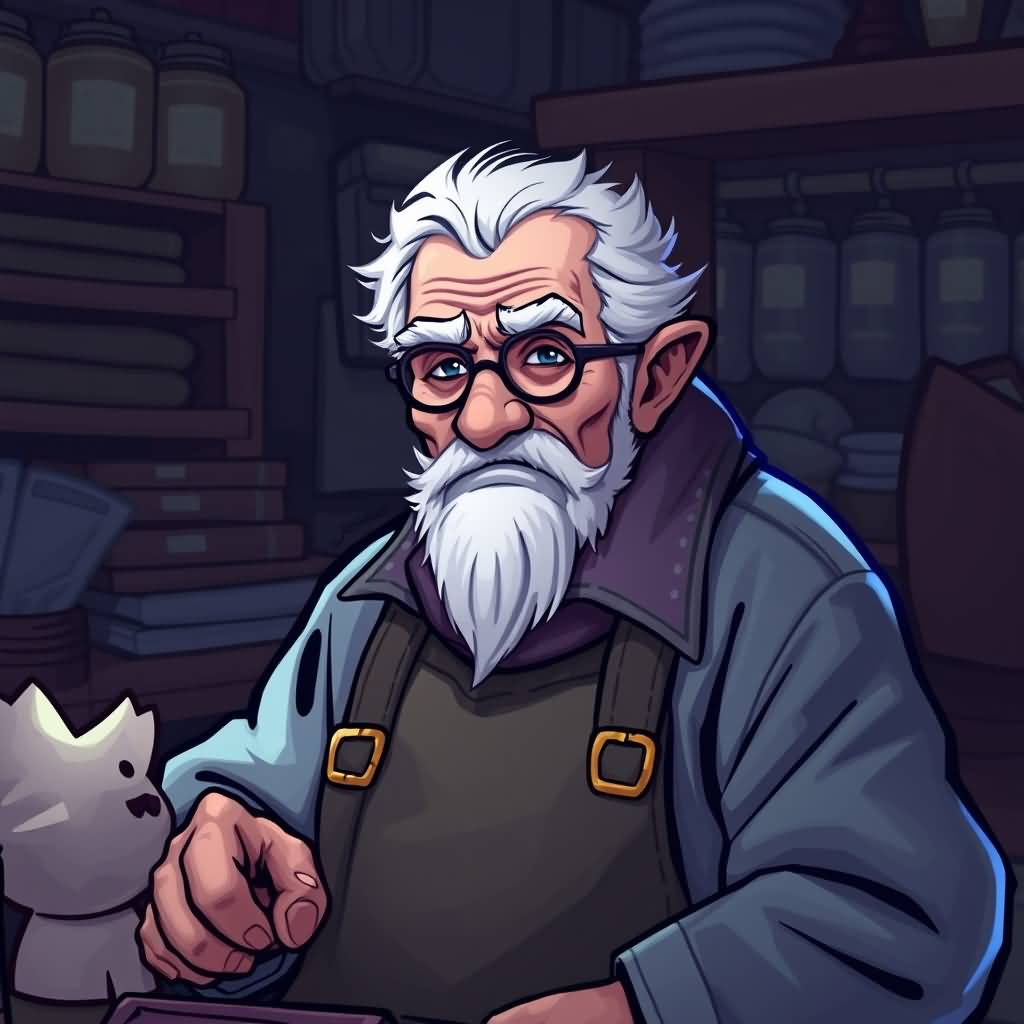 Old Man At Monster Material Purchase Shop