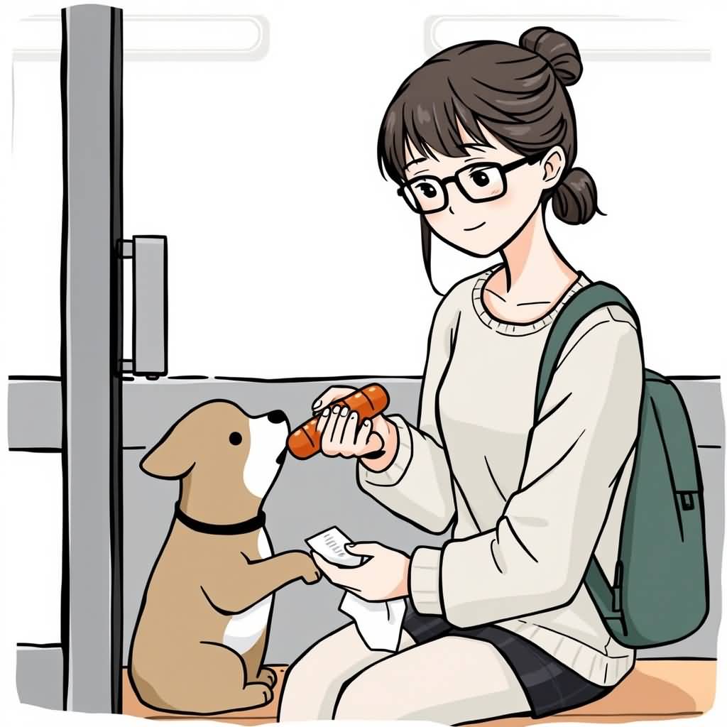 glasses girl (grilled sausage feeder)