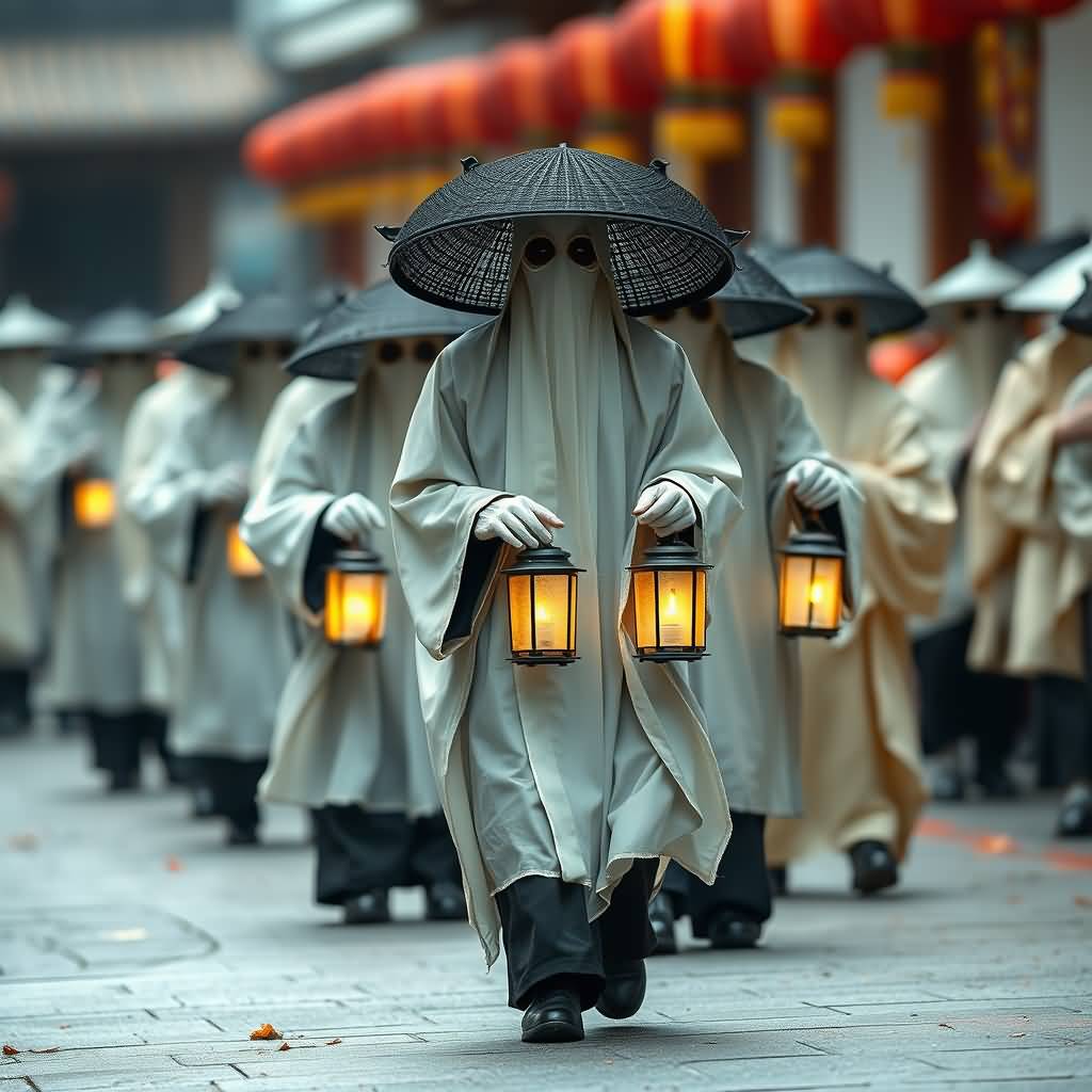 male ghost (black gauze hat)