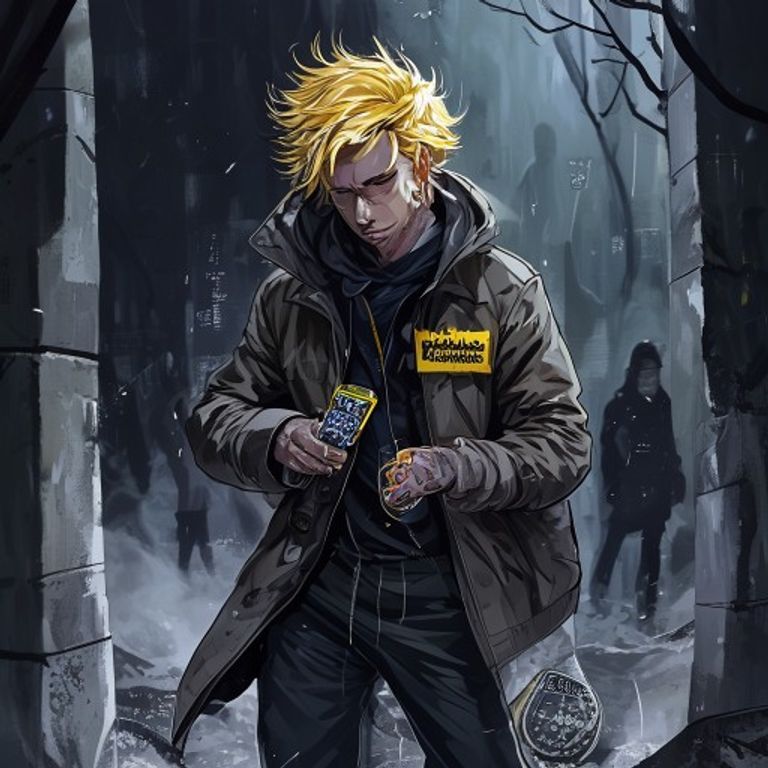 raincoat blond guy