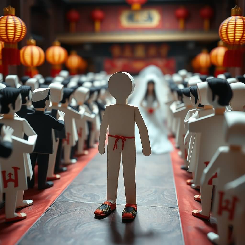 Paper Figure With Black-red Shoes