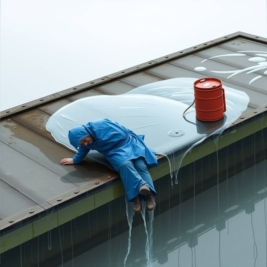 Blue Raincoat Man