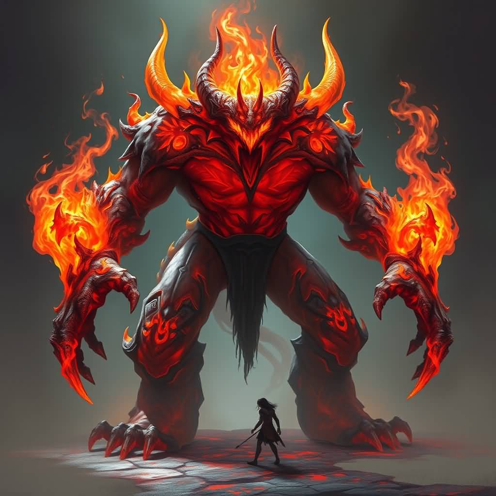 giant flame demon