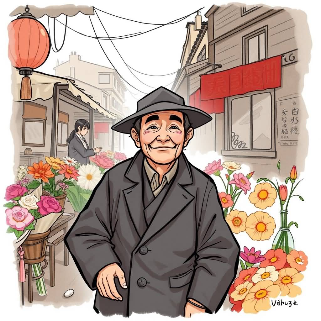 middle-aged vendor