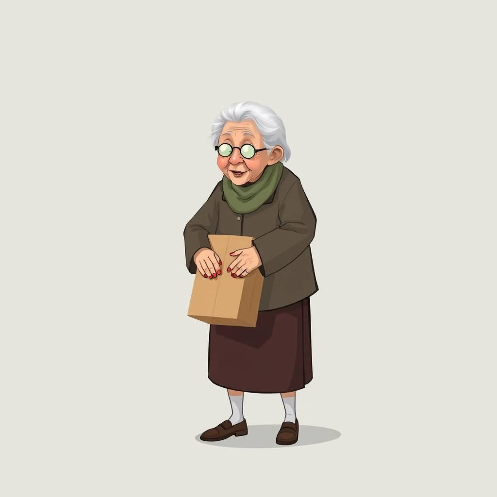 the old lady (scared by package)