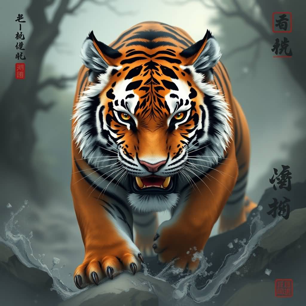tiger with white forehead